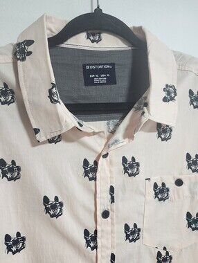Rare, Distortion, 100% Cotton Shirt - Light Peach with Black Dog W Shades Print